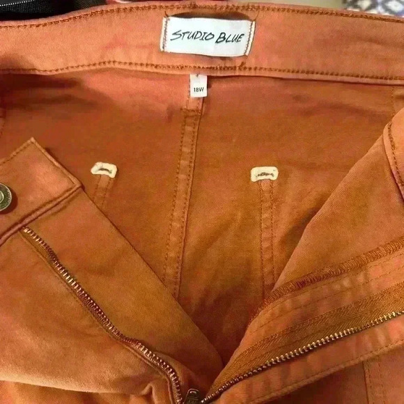 Studio Blue Rust Orange Crop Ankle Pants Size 18W - Picture 5 of 9